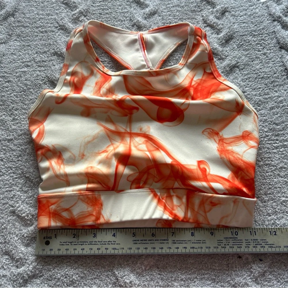 LA Society 2 Piece Leggings Sprorts Bra Athletic Matching Set Orange Cream Small